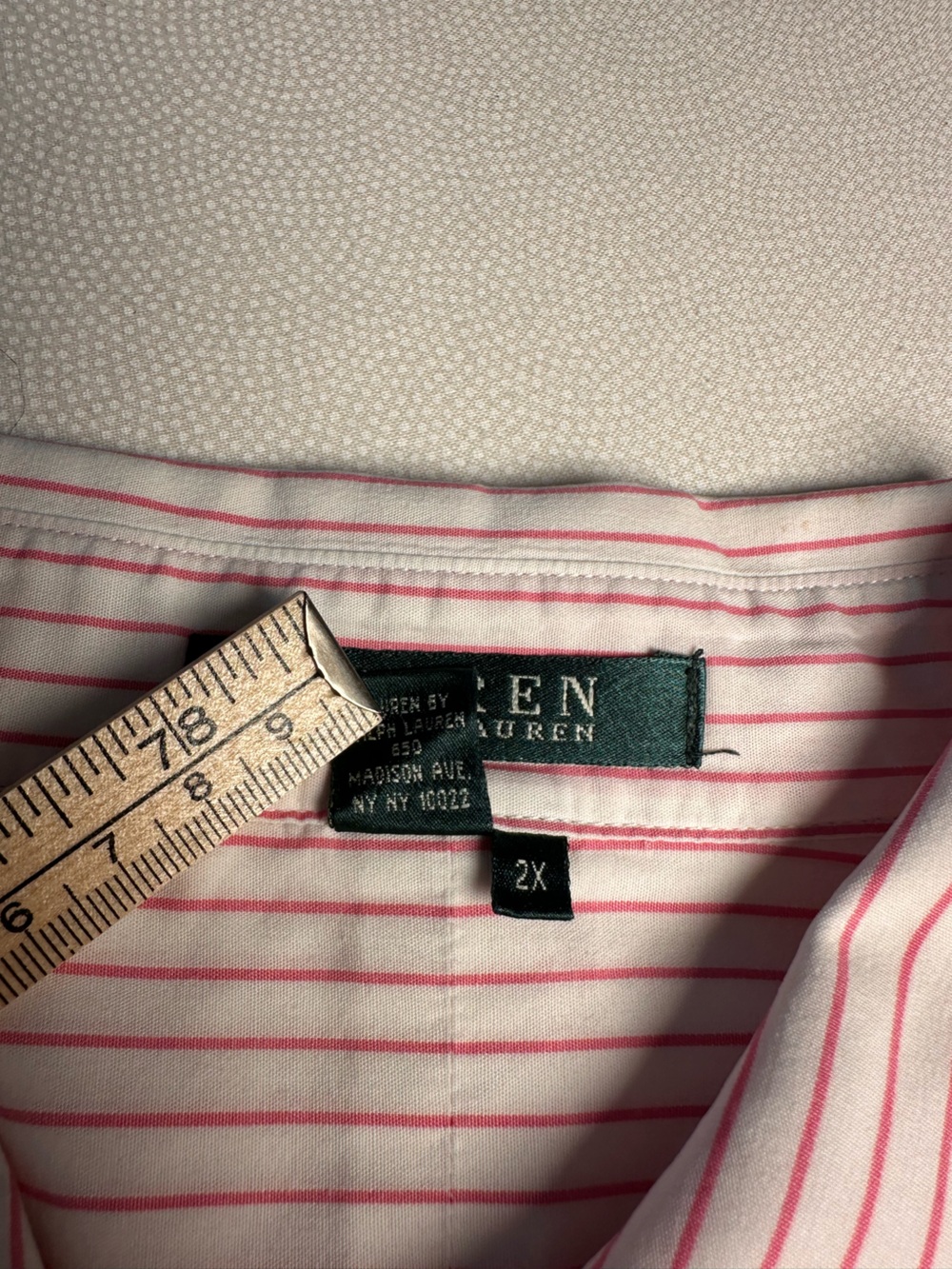 Lauren Ralph Lauren Pink White Striped Button Front Shirt Women’s 2X Cotton - Picture 5 of 10